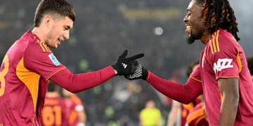 Koné e Soulé Esultano gol Roma-Sassuolo 10012026