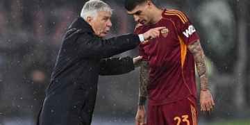 Mancini con Gasperini in panchina Roma-Milan 25012026