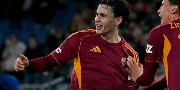 Pisilli Esulta gol Roma-Stoccarda 5 22012026