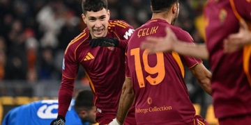 Soulé Esulta gol Roma-Sassuolo 3 10012026