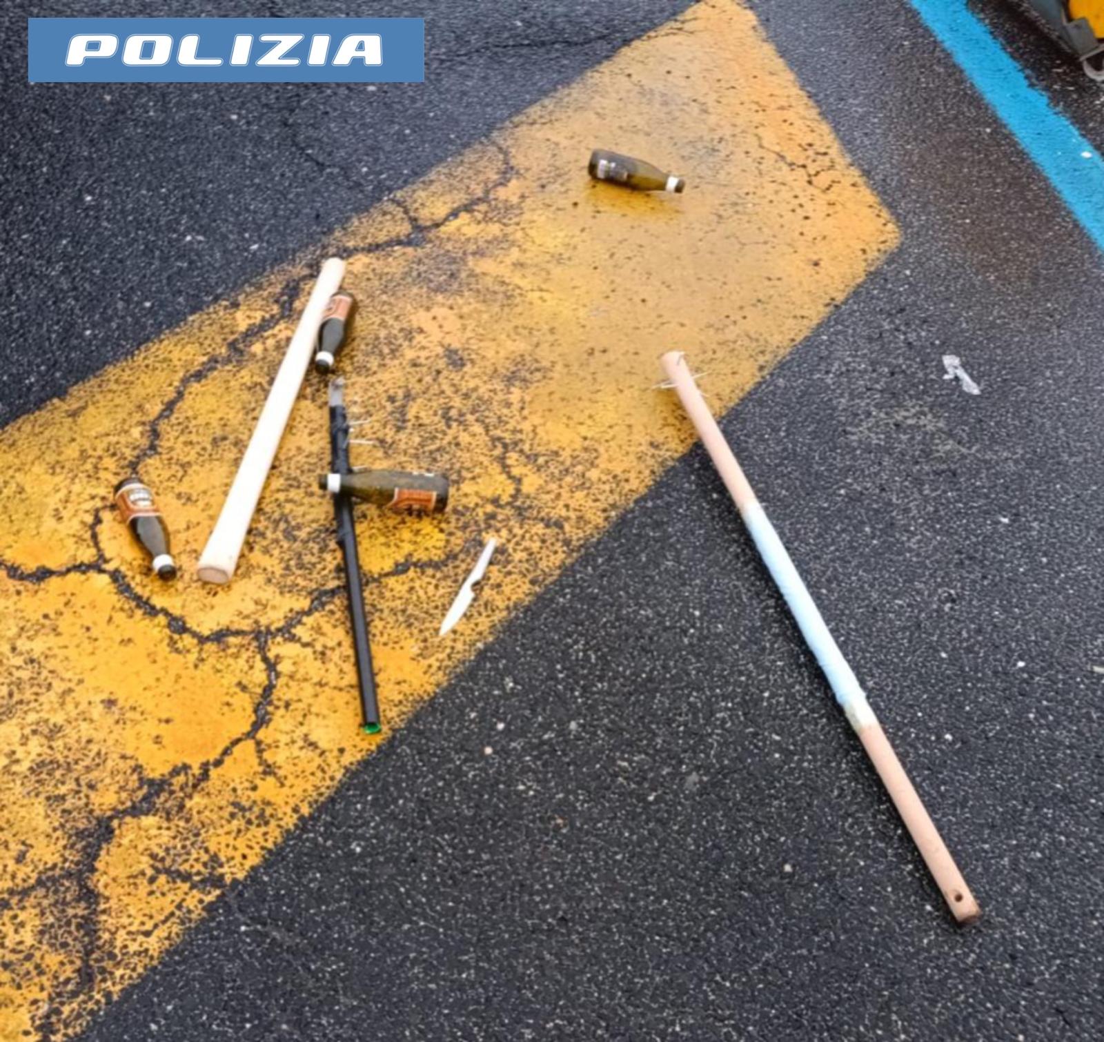 Tifosi laziali fermati polizia a Valmontone Lecce-Lazio 2