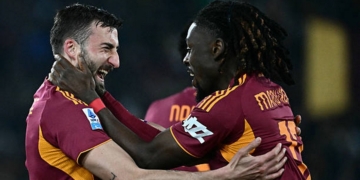 Cristante Esulta gol con Koné Roma-Cremonese 22022026