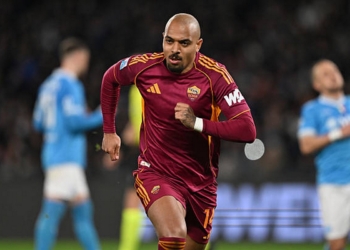 Malen Esulta gol Napoli-Roma 7 15022026