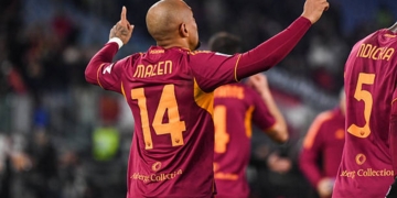 Malen Esulta gol Roma-Cagliari 09022026