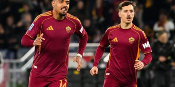 Malen Esulta gol con Zaragoza Napoli-Roma 6 15022026