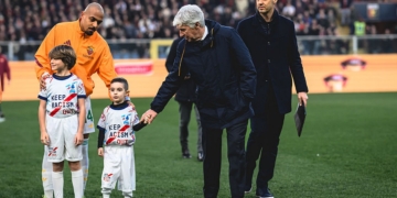 Gasperini e il piccolo Alexander Genoa-Roma 08032026