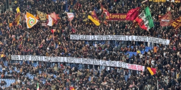Striscione Curva sud Roma-Lecce 22032026