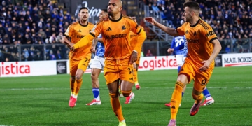 Malen Esulta gol Como-Roma 3 15032026