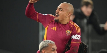 Malen Esulta gol con Wesley Roma-Juventus 01032026