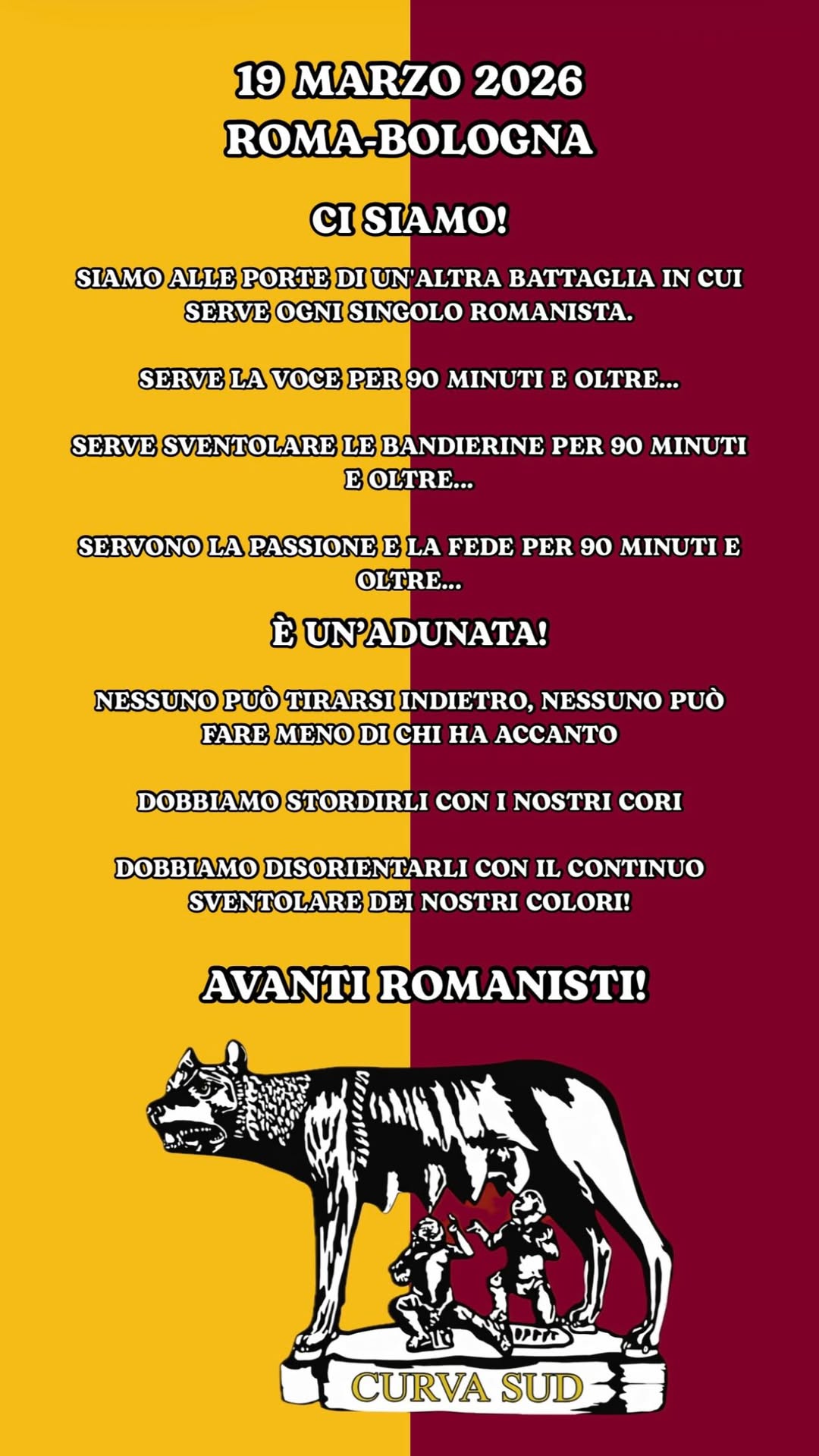 Curva Sud Volantino Roma-Bologna 18032026