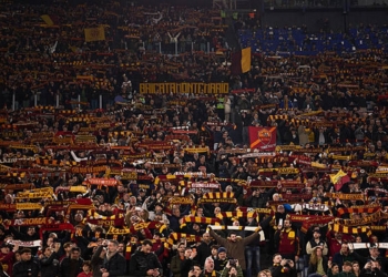 Tifosi romanisti Sciarpata Roma-Juventus 01032026