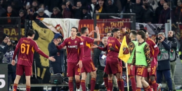 Vaz Esulta con la squadra Roma-Lecce 22032026