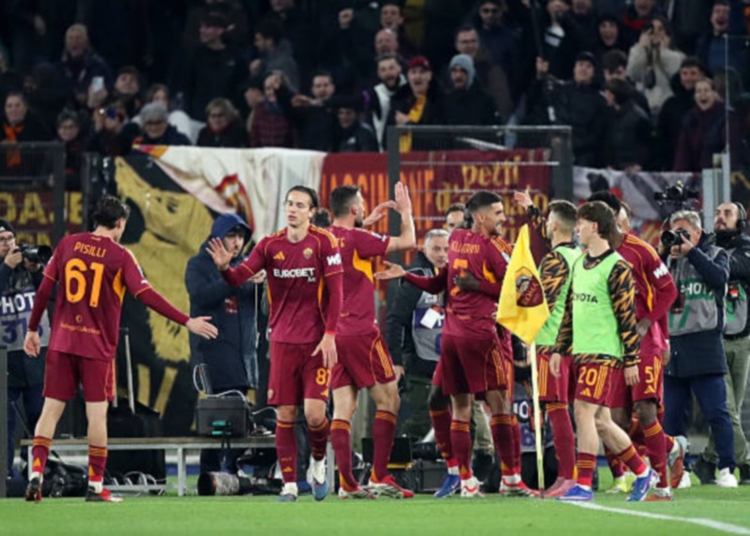 Vaz Esulta con la squadra Roma-Lecce 22032026