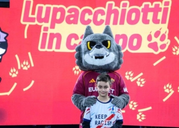 Bruno e la mascotte dell'AS Roma