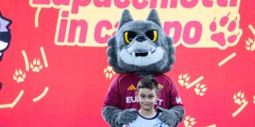 Bruno e la mascotte dell'AS Roma