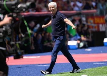 Gasperini Esulta vittoria Roma-Lazio 17052026