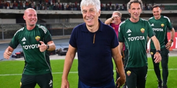 Gasperini Festeggia con lo staff Verona-Roma 2 24052026