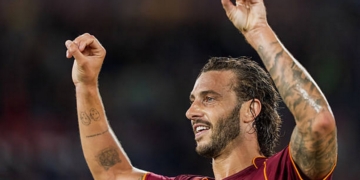 Hermoso Esulta gol Roma-Fiorentina 2 04052026