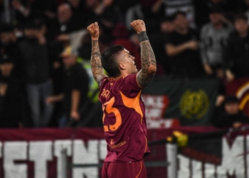 Mancini Esulta gol Roma-Fiorentina 04052026