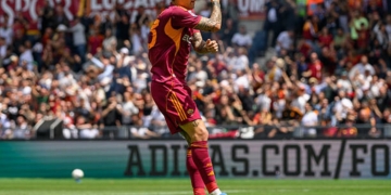 Mancini Esulta gol con inchino Roma-Lazio 17052026