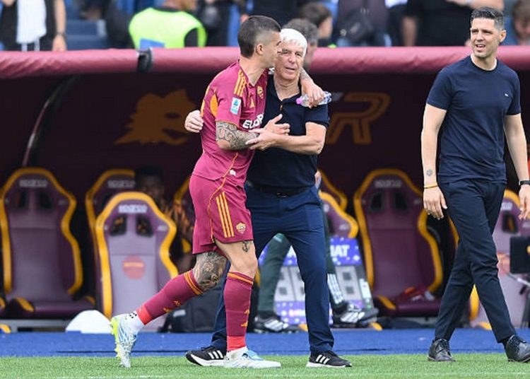 Mancini e Gasperini Esultano panchina Roma-Lazio 17052026