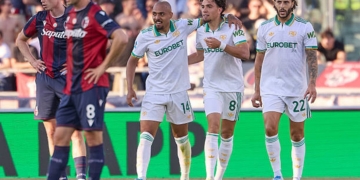Malen ed El Aynaoui Esultano gol Bologna-Roma