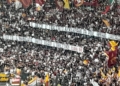 Curva Sud Striscione incoraggiamento Roma-Fiorentina 24082026