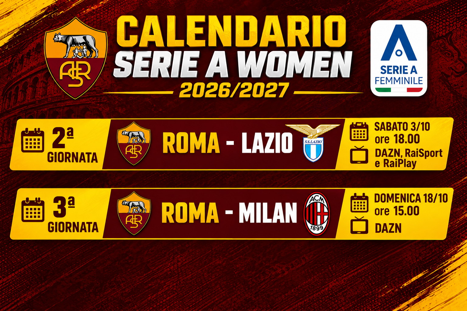 Card Serie A Women's Anticipi e posticipi 3-5