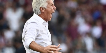 Gasperini Panchina Esulta gol Torino-Roma 14092026