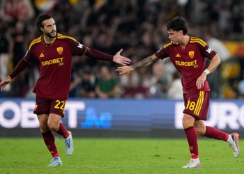 Hermoso e Soulé Esultano gol Roma-Atalanta 050920226