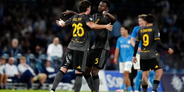 Balerdi Esulta gol con N'Dicka Napoli-Roma 24202026