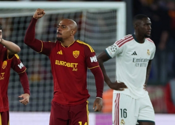 Malen Esulta gol Roma-Real Madrid 14102026