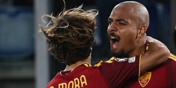 Malen Esulta gol con Mora Roma-Real Madrid 2 14102026