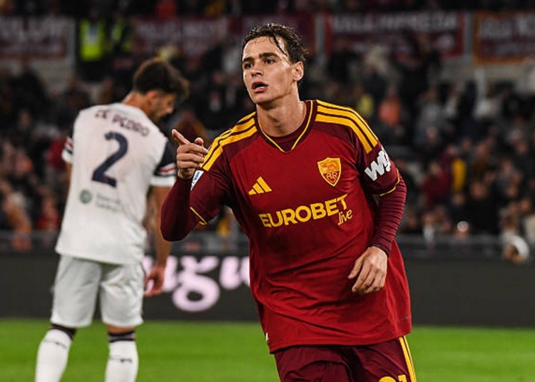 Pisilli esulta dopo gol - Roma-Cagliari- 27102026